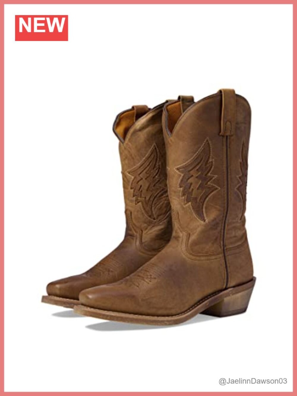 Laredo Embroidered Square Toe Pull On Casual Mid Calf Boots Leather